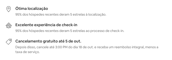 Foto das avaliações de um apartamento no AirBnB