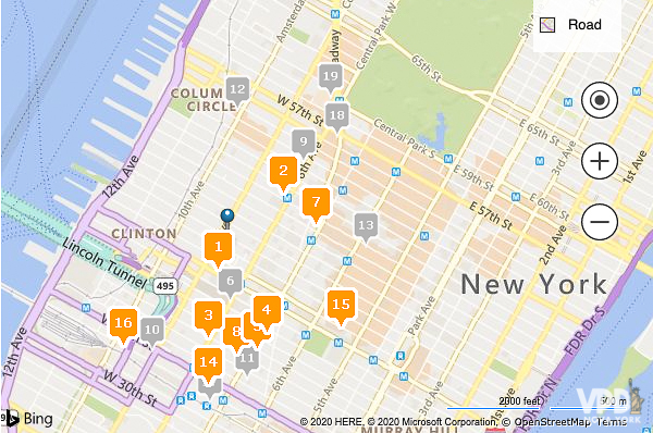 Foto do mapa indicando as várias unidades do Amazon Locker espalhadas por Nova York