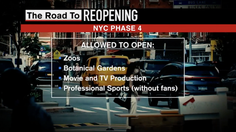 Foto do anúncio de reabertura de estabelecimentos na Fase 4 para a cidade de Nova York
