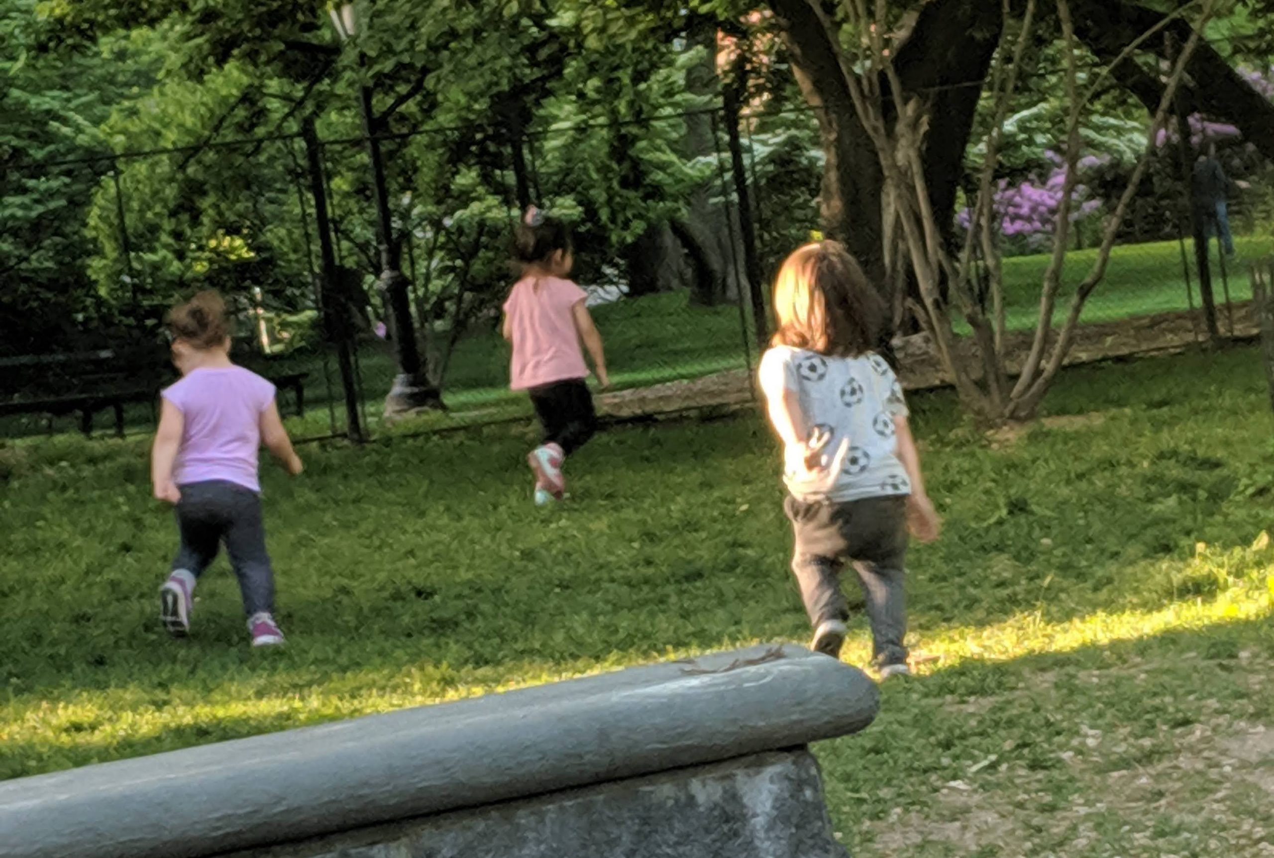 Foto de crianças brincando na grama em um parque em Nova York